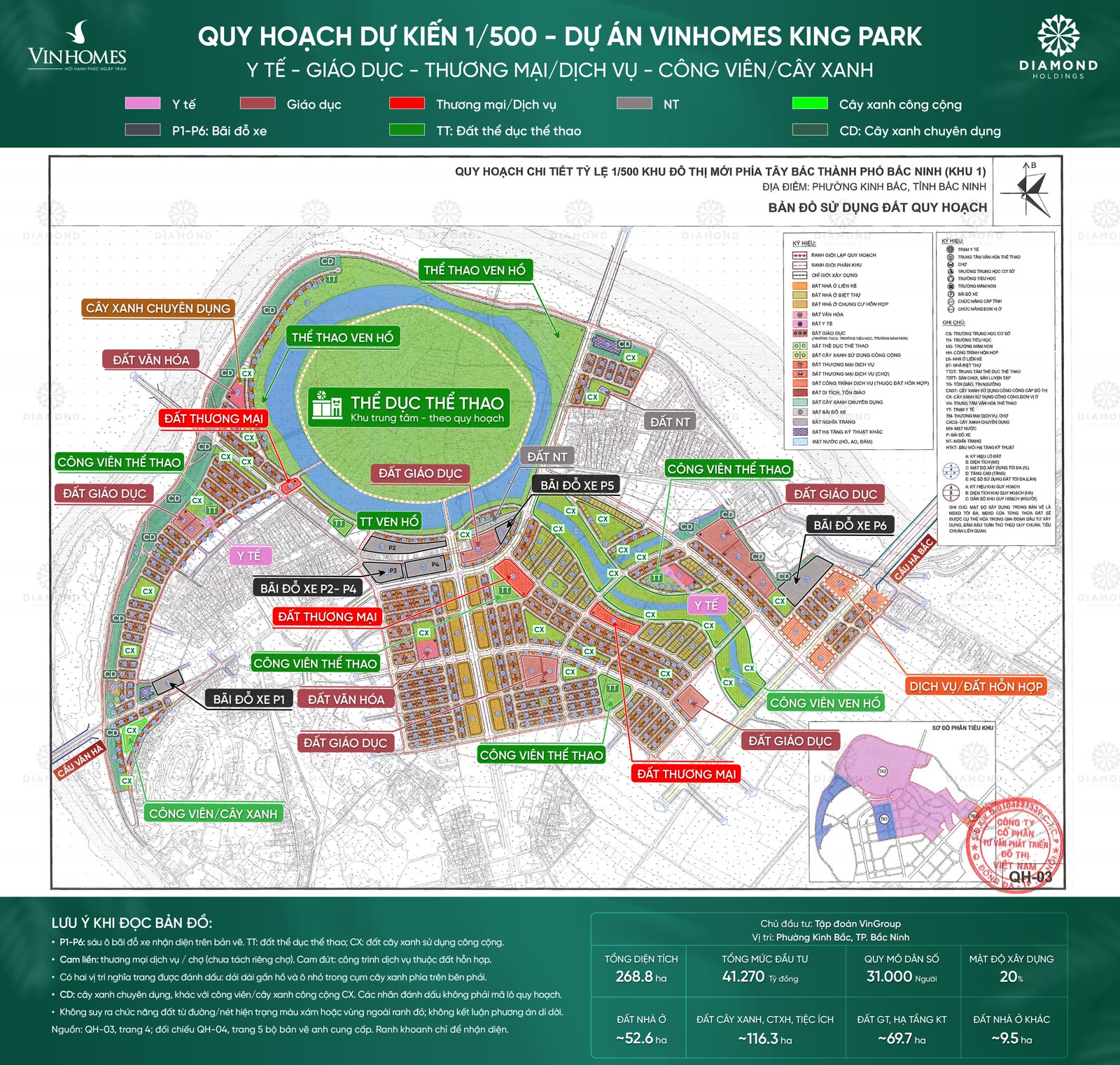Bản vẽ quy hoạch chi tiết tỷ lệ 1/500 dự án Vinhomes King Park Bắc Ninh