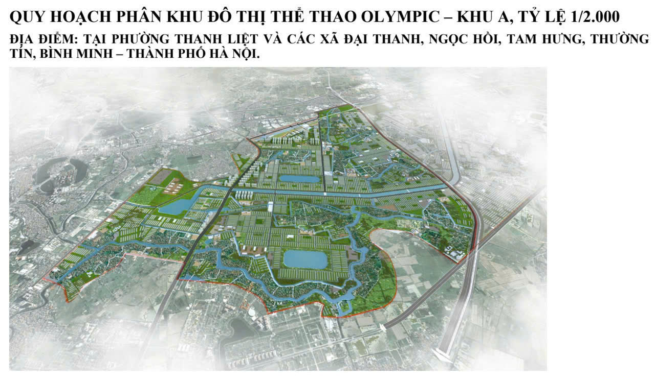 Phối cảnh quy hoạch phân khu A khu đô thị thể thao Olympic tỷ lệ 1/2.000